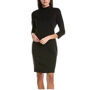 NWOT‎ J McLaughlin Womens Bertha Dress Large Black Ponte Retro Sheath Mock Neck